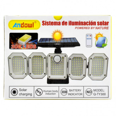 Lampa Solara 300LED Senzor MiscareTelecomanda IP65 Andowl QTY300