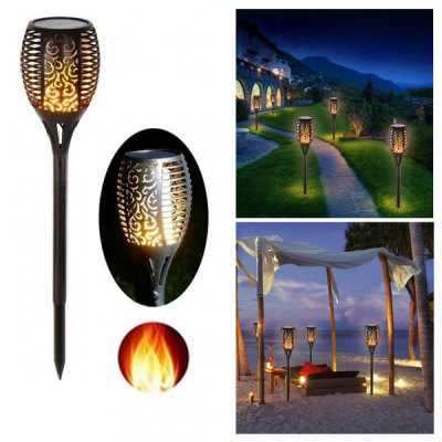 Lampa Solara Faclie LED Torta cu Acumulator si Efect Flacara 40cm Andowl XF6017 SNH