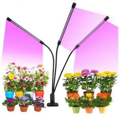 Lampa UV Dimabila Cresterea Plantelor, 3 Brate Flexibile, Timer, USB