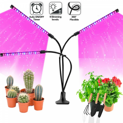 Lampa UV Dimabila Cresterea Plantelor, 3 Brate Flexibile, Timer, USB
