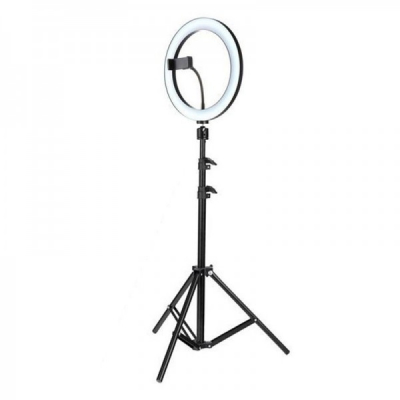 Lampa Vlogger Circulara Neon 3 Nuante Alb 96LED 10Inch Trepied