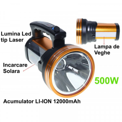 Lanterna cu LED 500W Acumulator la USB si Solar TD5600 19A065 XXM