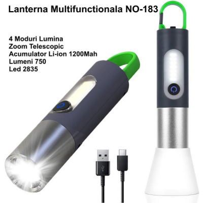 Lanterna de Camping 20cm cu Acumulator si Agatatoare NO183 19A079 XXM