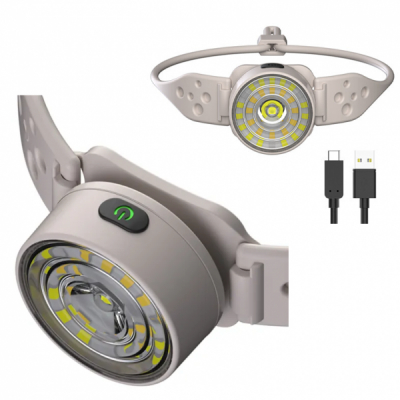 Lanterna de Cap Frontala LED Alb si Color Banda Flexibila USB-C G25