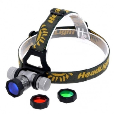 Lanterna Frontala LED 3W cu Zoom, Acumulator, Lentile Colorate MXK9