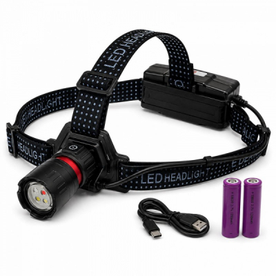 Lanterna Frontala LED 4 Culori Acumulator 18650 USB-C Zoom 19B019 XXM