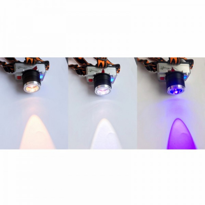 Lanterna Frontala Zoom Comutator LED 3W Alb Rece, Cald, Albastru MHT10