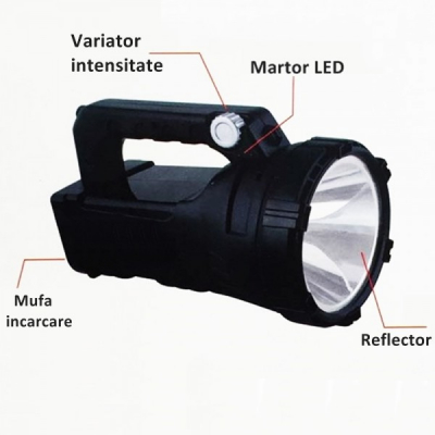 Lanterna LED 10W Reincarcabila Variator Intensitate Lichao LC2226 XXM