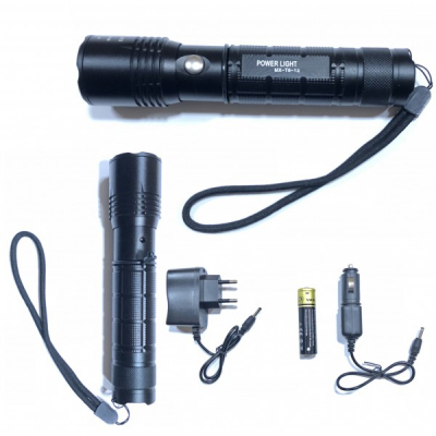 Lanterna Metalica LED 3W cu Zoom, Acumulator, 12V, 220V MXT612
