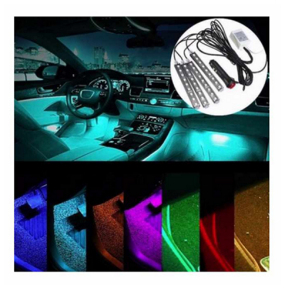 Lumini Ambientale Interior Auto 4x9LED 8 culori Telecomanda Alim 12V