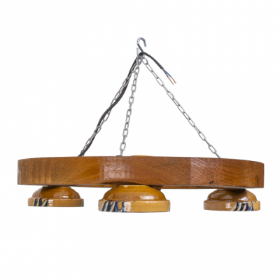 Lustra Rustica din lemn cu 3 castroane 40cm Zilan EXT 10760