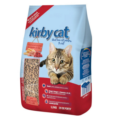 Mancare pentru pisici cu pasare si vita Kirby 1.5kg MGR15612
