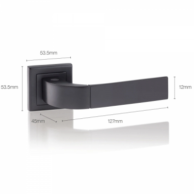 Maner rozeta patrata usa interior Yale Bologna aluminiu negru 127x53.5mm MNR2768