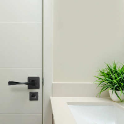 Maner rozeta patrata usa interior Yale Siena aluminiu negru 127x53.5mm MNR3187