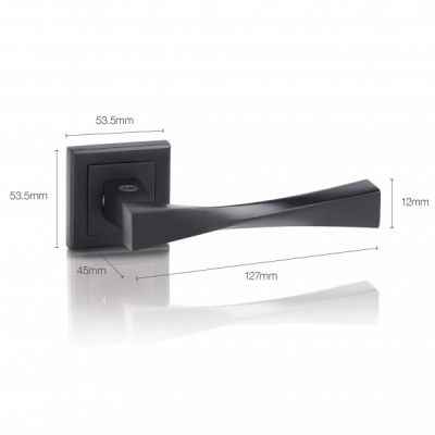 Maner rozeta patrata usa interior Yale Verona aluminiu negru 127x53.5mm MNR2700