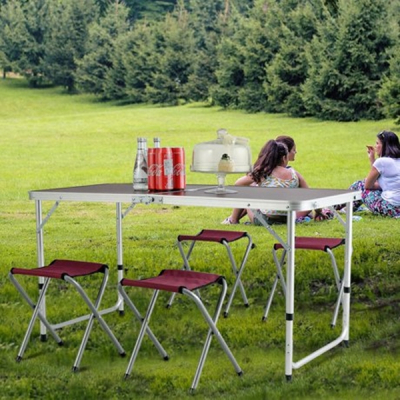 Masa Pliabila Picnic Maro cu 4 Scaune tip Servieta 60x120cm