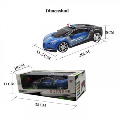 Masina de politie cu Telecomanda Bugatti Chiron Scara 1:16 Albastru Negru 980-3 CWT