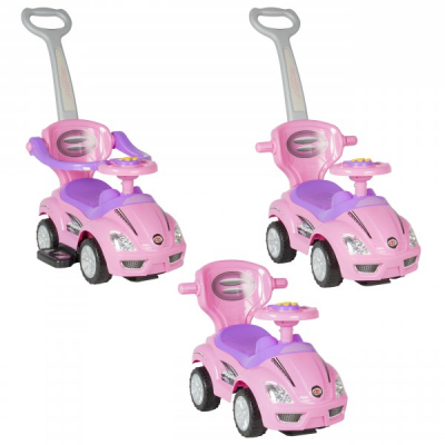 Masinuta 3in1 Muzicala pentru Copii Babyland BabyCar Roz BC8301