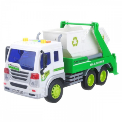 Masinuta pentru gunoi lumini si sunete Wenyi Alb Verde WY521B CWT