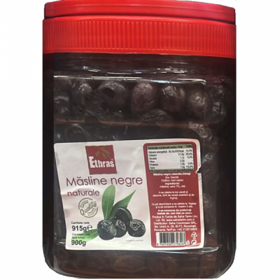 Masline Negre Naturale Gemlik cu Samburi 900g Ethras MGR
