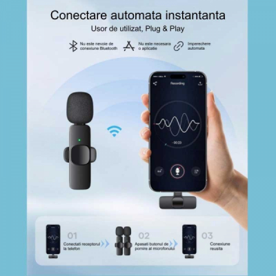 Microfon Dublu Wireless K9 Prof de Lavariera Tip C iPhone 2H039 XXM