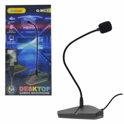 Microfon Gaming Omiredirectional Iluminat RGB Andowl QMC33