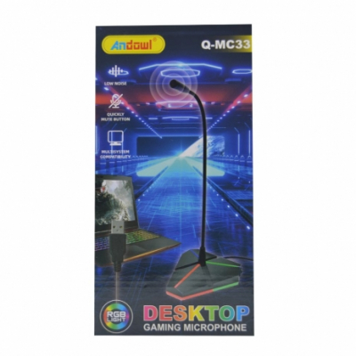 Microfon Gaming Omiredirectional Iluminat RGB Andowl QMC33