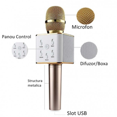 Microfon Wireless Karaoke cu Bluetooth, Boxa si USB Q7
