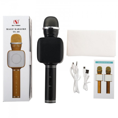 Microfon Wireless Karaoke Iluminat cu Bluetooth, USB, SD si AUX YS68