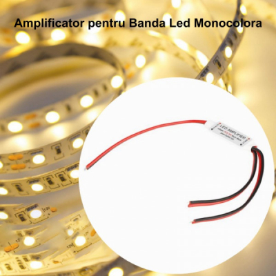 Mini Amplificator Banda LED Monocolor cu Fire 42x12x3mm 18A096 XXM