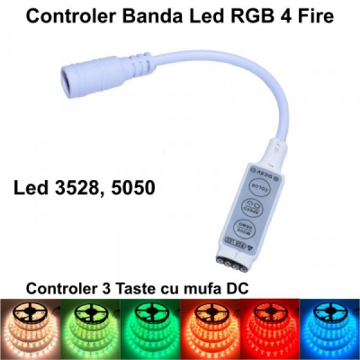 Mini Controler LED RGB cu Mufa DC 2.1mm 18A103 XXM
