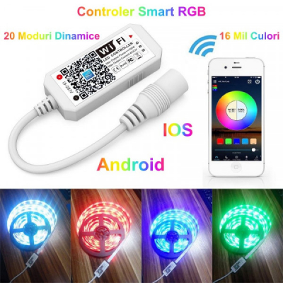 Mini Controler Smart Banda RGB LED cu Wifi 5-24V 18A097 XXM