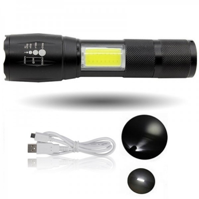 Mini Lanterna LED 1W+1W COB LED cu Zoom si Incarcare USB MHT629