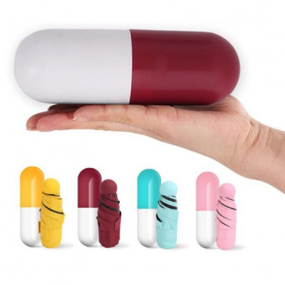 Mini Umbrela Pill 18cm cu Protectie UV si Prindere Carucior Copii H53cm