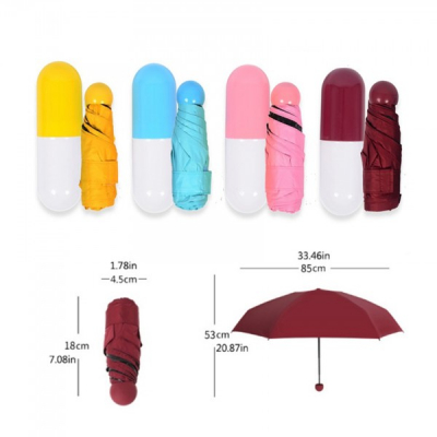 Mini Umbrela Pill 18cm cu Protectie UV si Prindere Carucior Copii H53cm