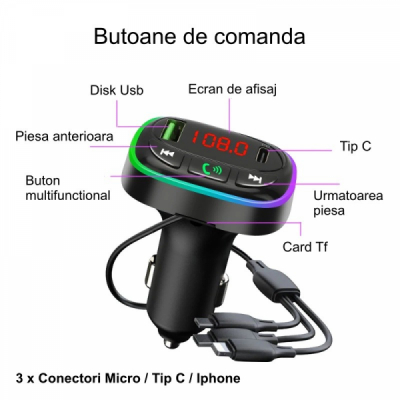 Modulator FM Auto Bluetooth 5.0 MP3 Player Multifunctional HM15 1D016 XXM