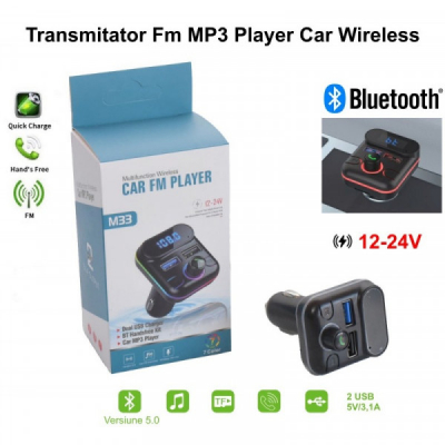 Modulator FM Auto cu Bluetooth V5.0 12V 24V M33 1D015 XXM
