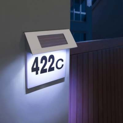 Numar de Casa din Inox Iluminat LED cu Panou Solar