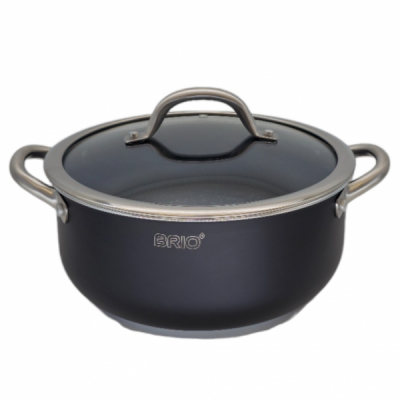 Oala 5 straturi cu Capac Sticla Brio Metallica 24cm 4.8L 104818 CNN43151