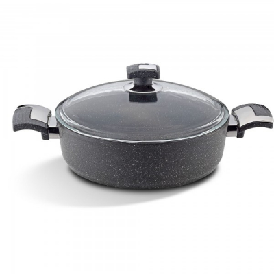 Oala Aluminiu Interior Granit cu Capac 24cm 2.35L Bonera GRNT1041 JU