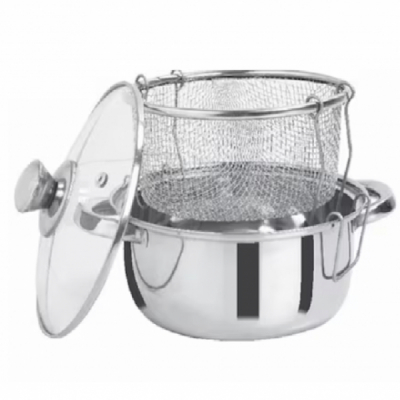 Oala din inox 6.5L cu capac si friteuza Cheffinger CF-SS04