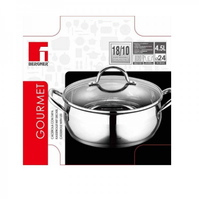 Oala din inox cu capac Gourmet Bergner BG6530 4.5L