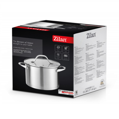 Oala Inox capac de sticla 3L 20cm Zilan ZLN1351