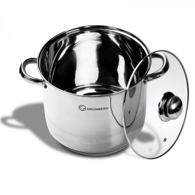 Oala Inox cu Capac Sticla 3.5L 18cm Grunberg GR2118