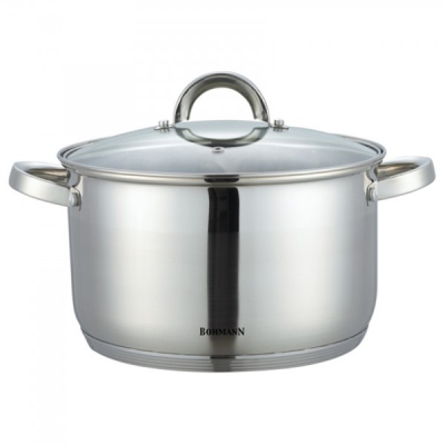 Oala Inox cu Capac Sticla si Manere 5L 22cm Bohmann BH1422