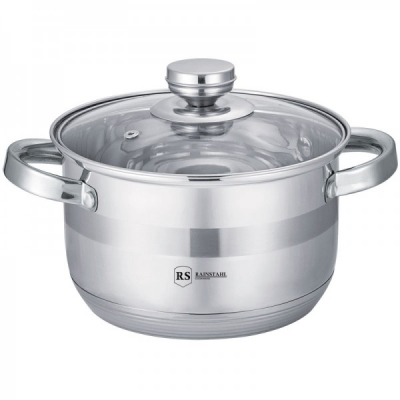 Oala Inox cu Capac Sticla si Manere 6.3L 24cm BG Rainstahl RSCS270024