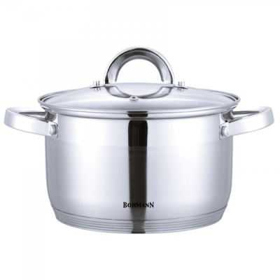 Oala Inox cu Capac Sticla si Manere 7.7L 26cm Bohmann BH1426