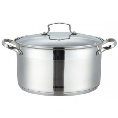 Oala Inox cu Capac Sticla si Manere 7.7L 26cm Bohmann BH1926