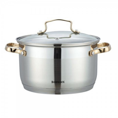 Oala Inox cu Capac Sticla si Manere Aurii 6.6L 24cm Bohmann BH1924G