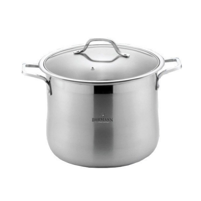 Oala Inox cu Manere si Capac de Sticla 11.1L 26cm Bohmann BH2621